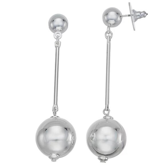 Nine West Jewelry - NINE WEST Mod/Contemporary Polished Silver Ball Dangle Earrings**NEW!